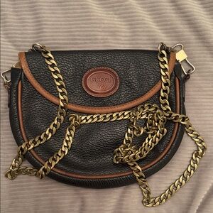 Vintage Gucci Plus Black and Brown Leather Crossbody or Shoulder Bag